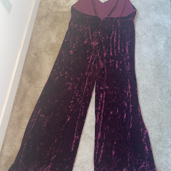 Fashion Nova Burgundy Velvet Jumpsuit - Picture 3 of 3